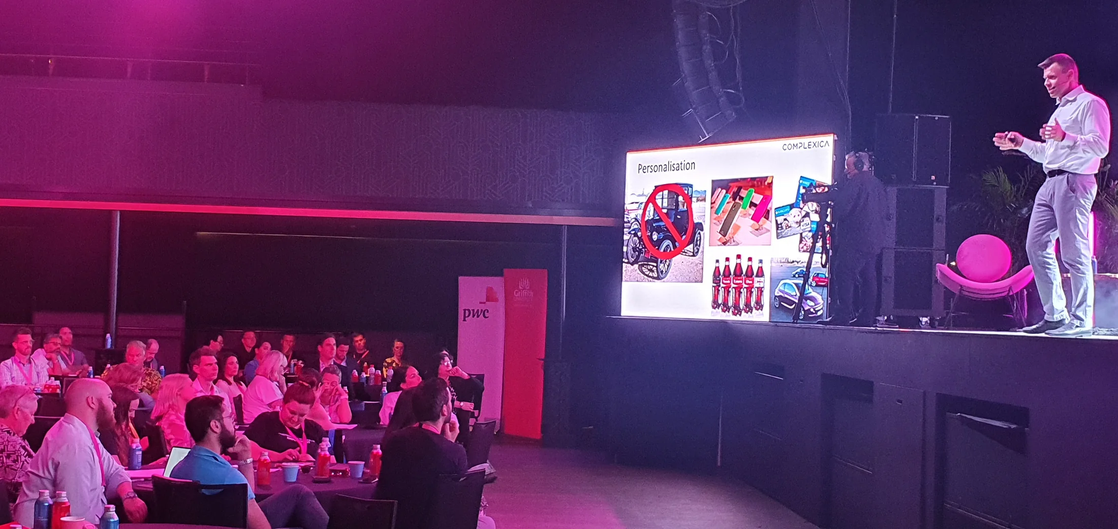 Matthew presenting at a large event