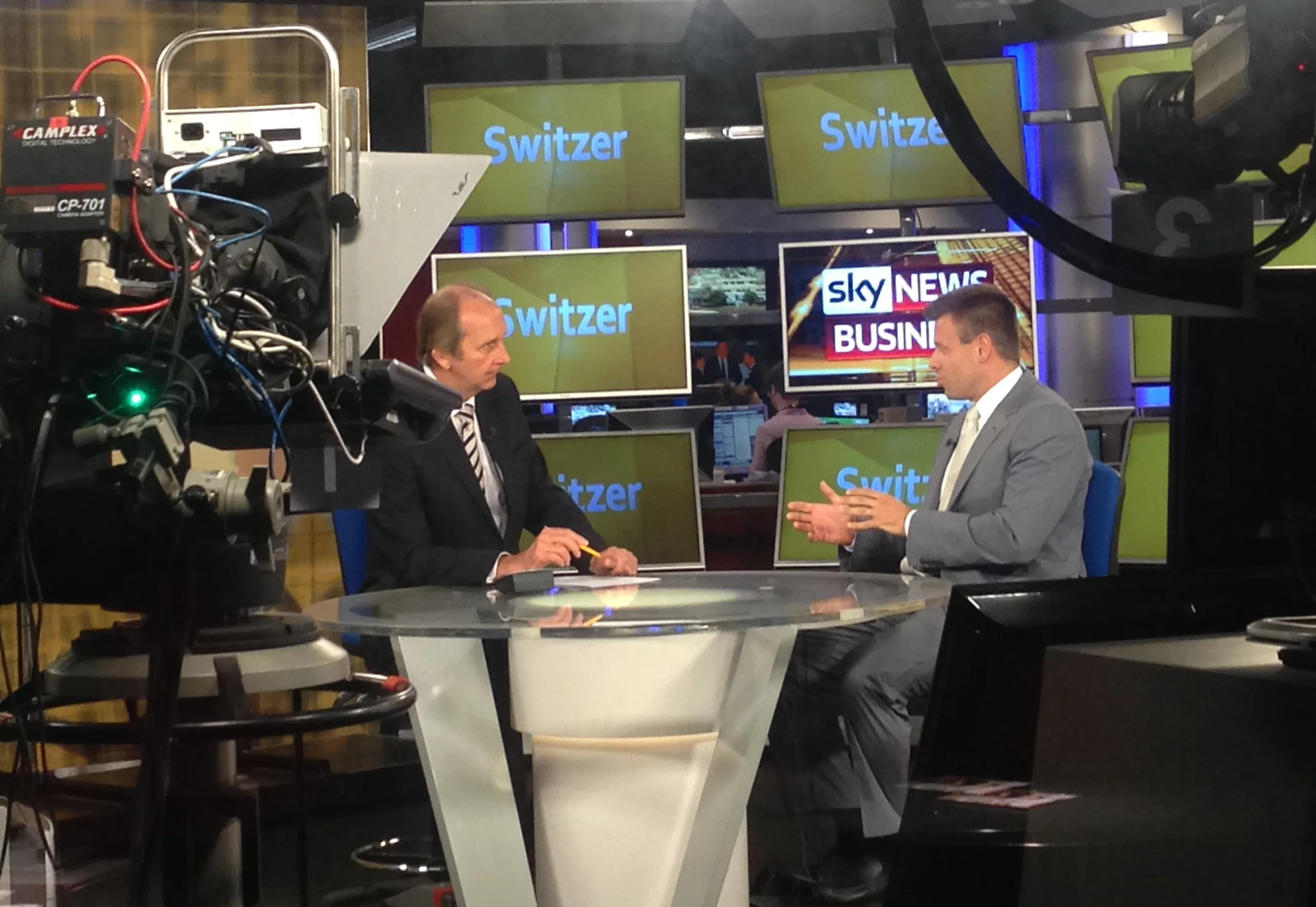 Matthew in a television studio interview